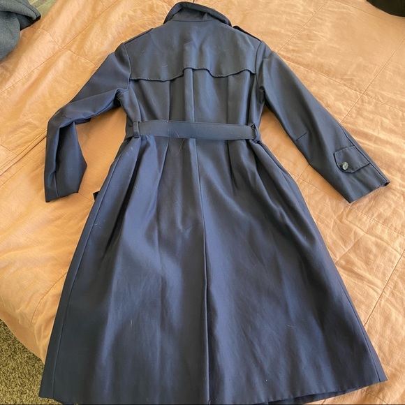 vintage Navy Blue Double Breasted Trench - Picture 2 of 4